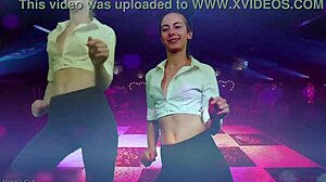 dancing to electronic music in a club with pigtails