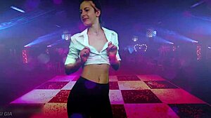 dancing to electronic music in a club with pigtails