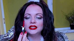 Red Lips Fetish Babe Celebrates Holidays