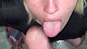 blonde blowjob deepthroat cum slut in bed