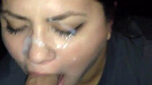 Brunette teen gets facial after blowjob 😏