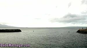 lesbian masseuse gives oral massage with fingering and masturbation in group threesome