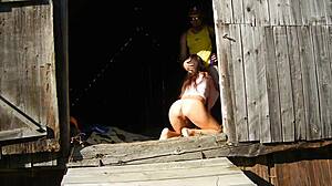 Dildo play turns into wild fun during a steamy mountain hut getaway