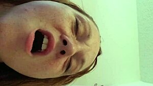 Bathroom Quickie Turns Wild with Wife Showing Off Big Tits in Steamy Action