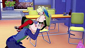 Harley Quinn hentai blowjob and handjob fun 😏