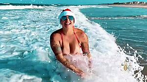 Blonde Milf Turns Into Food During Christmas Riding