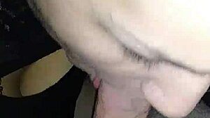 Suggestive deepthroat blowjob on a slut's cock, sucking hard with intense deepthroat action and cock craving