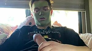 Fit guy strokes his cock during skin care routine on instagram.