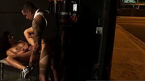 Petite 18+ tattooed teen bound as dad's foot slave for leather handjob domination