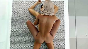 Let's Play a Fun Game Featuring Blonde with Big Features Using Toys in Shaved Play