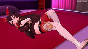 amber having fun with his feet in hentai footjob