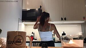 Sylvia’s Perfect Pokies Caught Braless On Kitchen Cam With Amazing Nipples