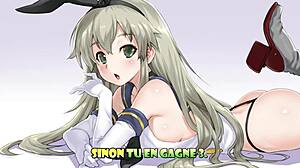 Shimakaze says, 'I want to make you my sexual slave!' in hentai