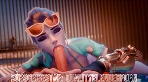 widow deepthroats cock on beach