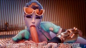 widow deepthroats cock on beach