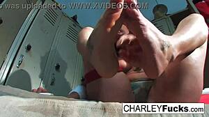 charley chase shows her foot fetish solo