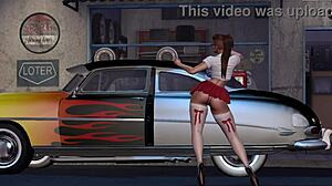 hot rod dancer alexxa shaking her ass in 3d cartoon style
