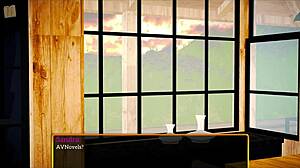 Exploring the new family in this anime game with redhead characters and big tits