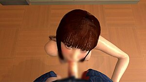 Bold 3d anime cousin gives blowjob after school