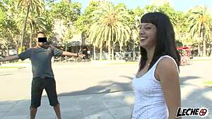 My wet shirt leads to blowjob and licking outdoors