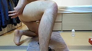 Tulips plug stretches tight ass in solo play