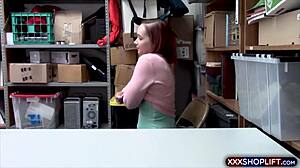 Cute Redhead Shoplifter Punished with Doggy Fucking