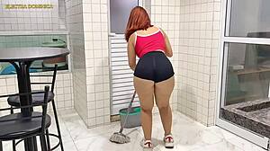 latina maid's big ass in tight shorts drives me crazy