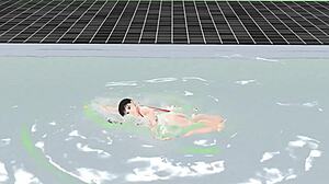 Anime Girl in Micro Bikini Swims with Nip Slip, Oh My!