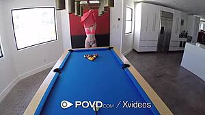 POVD wet wild fuck on pool table with cumshot