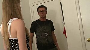 Redhead teen 18+ discovers guy spraying her face with cumshot