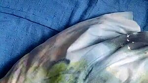 Latina amateur deepthroats big cock in lingerie before anal blowbang with natural tits