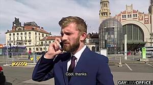 Gay Office Bareback Threesome