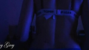 Teen Dirty Slut Rides Big White Cock Under Romantic Lights