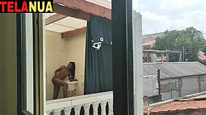 Latina Blonde Voyeur Cumshot In Neighbor's Absence