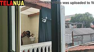 Latina Blonde Voyeur Cumshot In Neighbor's Absence