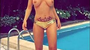 A MILF slut flashes in public for hot snaps