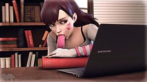 d va gets blowjob and ass play from fuckbuddies