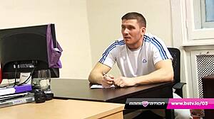 Blonde uk cam girl in lingerie fucks producer backstage with big cock 😍