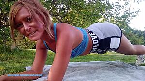 Kayla Kandy shows off her athletic blonde body in a stunning Sri Lankan fitness workout video