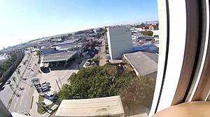 Sarada Naked at Hotel Window Near Airport