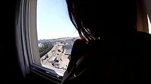 Sarada Naked at Hotel Window Near Airport