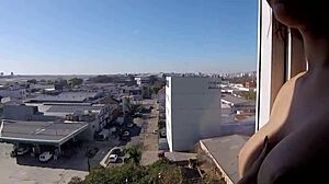 Sarada Naked at Hotel Window Near Airport