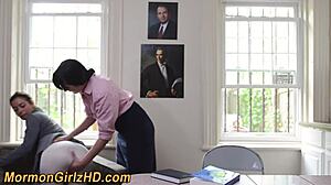 Mormon amateur engages in intimate lesbian activity