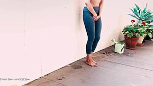 desperation pee 1 - locked out on the balcony asian tina desperate to piss preview