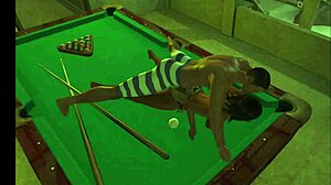 narrative of playing on the pool table in cartoon