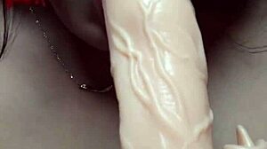 Man, this Asian milf goes wild with huge toys