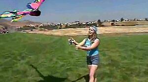 Teen Little April Rubs Clit Outdoors and Sucks Popsicle!