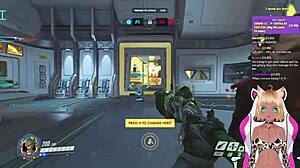 Vtuber LewdNeko gets spanked while playing Overwatch