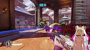 Vtuber LewdNeko gets spanked while playing Overwatch