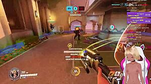 Vtuber LewdNeko gets spanked while playing Overwatch